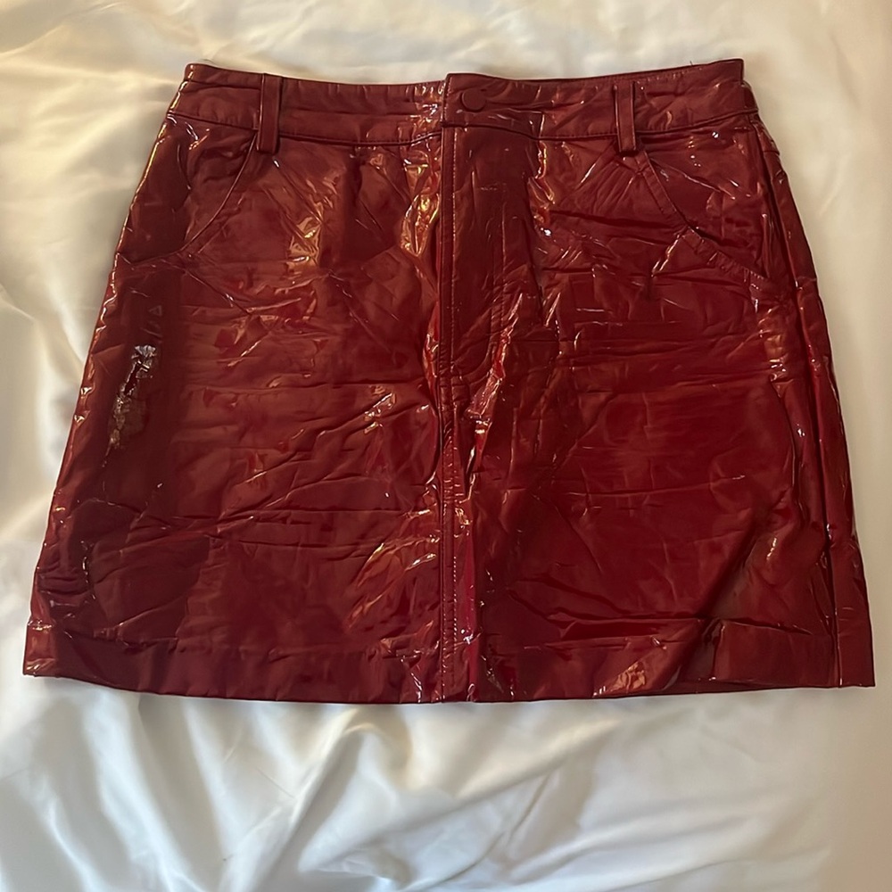 American Threads Patent Red Leather Skirt